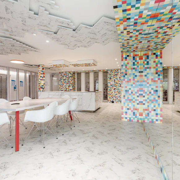 Gemeinschaftsküche mit Sitzmöglichkeiten im Brucklyn Appartementhaus