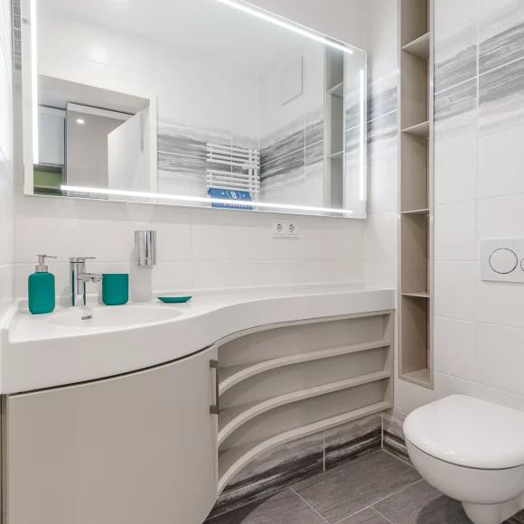 Badezimmer mit Waschbecken im Brucklyn Appartementhaus