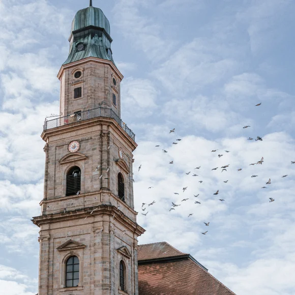 Hugenottenkirche Erlangen, erbaut im Rahmen der Baumaßnahmen für die barocke Planstadt